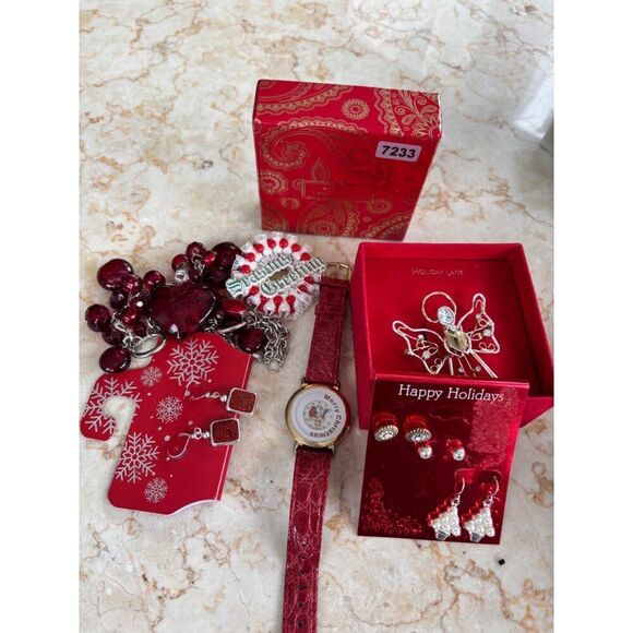 Holiday Lane Festive Jewelry & Accessories Gift Set With Watch & Jewelry lot - Picture 2 of 7
